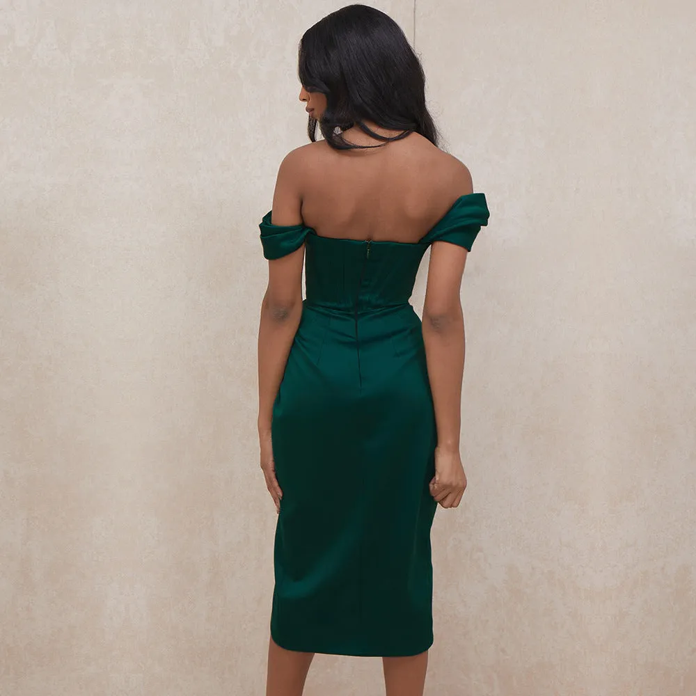 Women's Tube Top Slim Slit Solid Color Dress