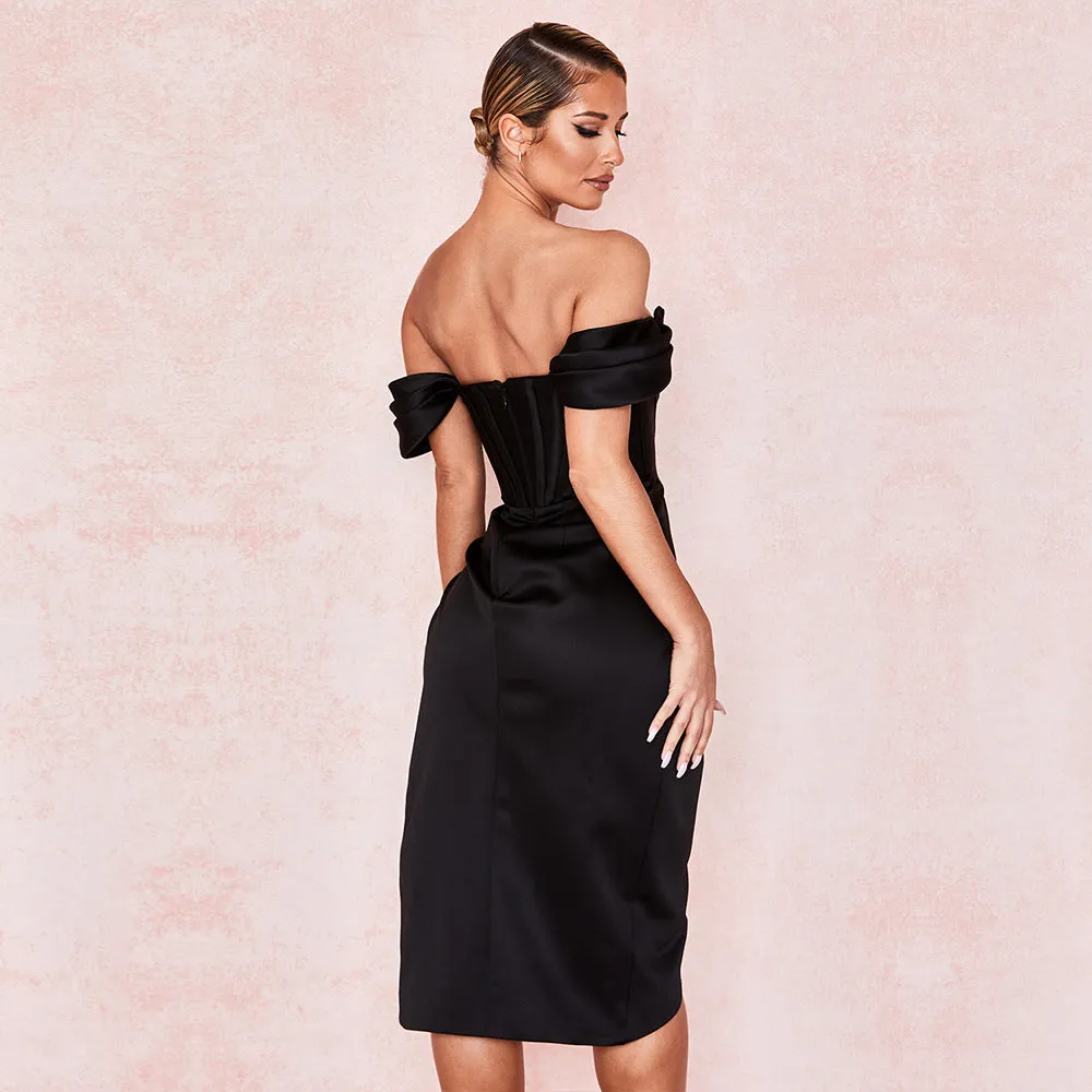 Women's Tube Top Slim Slit Solid Color Dress