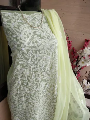 Yellow Georgette Chikankari Salwar Suit