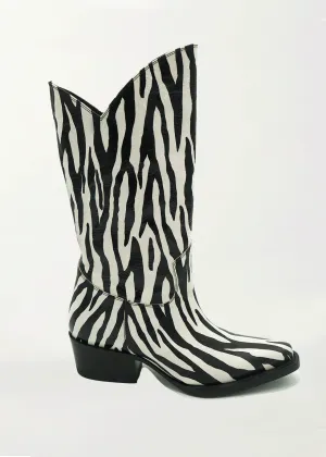 Zebra Texan Boots